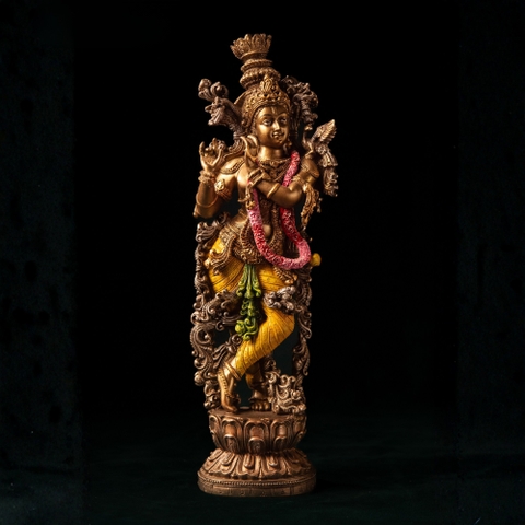 Tôn Tượng Ngài Krishna - Thần Tình Yêu & Bhakti Đồng Ấn Độ Cao 40cm