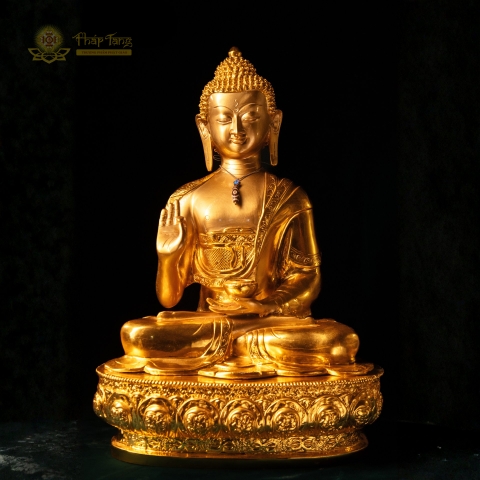 Tượng Phật Thích Ca Mâu Ni Đồng Mạ Vàng 24K Tư Thế Giáo Hóa 60cm