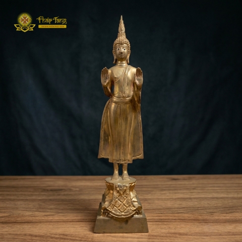 Tượng Phật Thích Ca Mâu Ni Đồng Mạ Vàng Thái Lan Thế Đứng