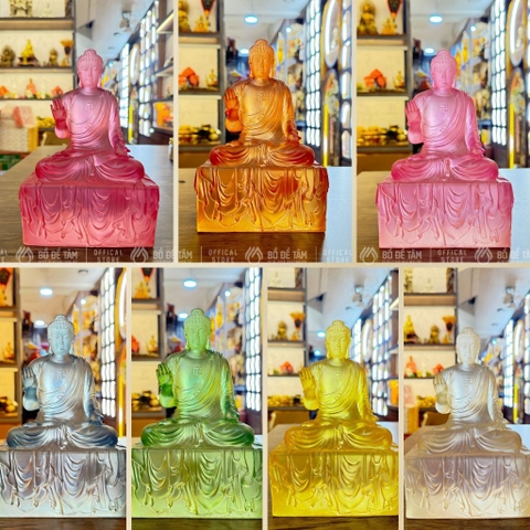 Tượng Đức Dược Sư composite giả lưu ly nhiều màu 20cm
