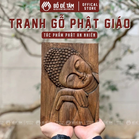 Tranh Gỗ Phật An Nhiên – Tranh Gỗ Tâm Linh Treo Tường hoặc Để Bàn