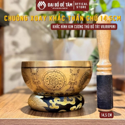 Chuông xoay khắc hình Kim Cương Thủ Bồ Tát Vajrapani  Kích thước 14,5 cm | Siêu Thị Đạ Bồ Tâm