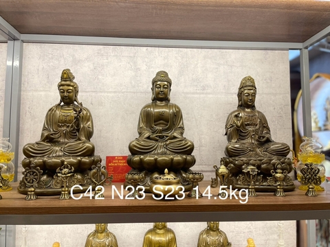 Tượng Đức Bồ Tát Đại Thế Chí thế ngồi đồng Việt Nam 40cm