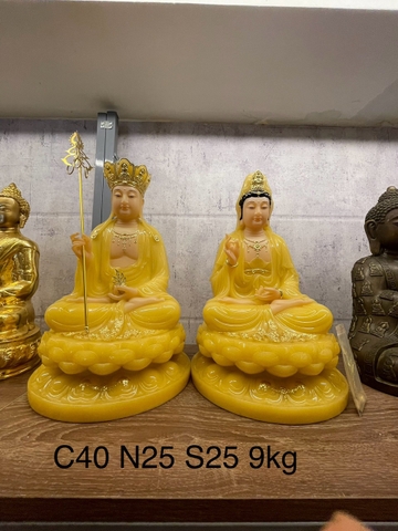 Tượng Đức Bồ Tát Quán Thế Âm bột đá Đài Loan dáng ngồi 40cm