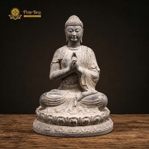 Tượng Đức Đại Nhật Như Lai đá xanh nguyên khối sưu tầm 60cm