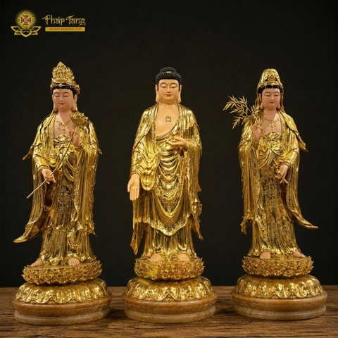 Tượng Tây Phương Tam Thánh composite Thế Đứng 100cm