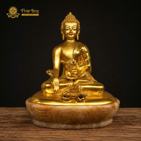 Tượng Đức Dược Sư Giả Cổ Mạ Vàng 24K Đặc Biệt 30cm