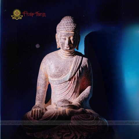 TƯỢNG ĐỨC TỪ PHỤ A DI ĐÀ ĐÁ CỔ ẤN ĐỘ CAO 55CM