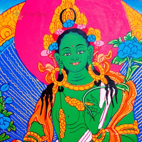 THANGKA BỒ TÁT TARA XANH KT 22X29CM