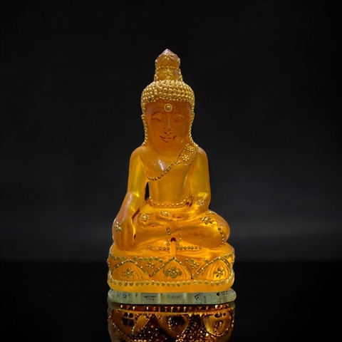 ĐỨC PHẬT BỔN SƯ NGỌC NAGA VÀNG 16CM