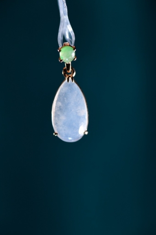 MẶT DÂY CHUYỀN OVAL - NGỌC BÍCH HÌNH QUẢ LÊ - VÀNG 10K