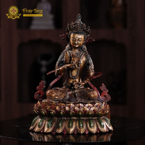 Tượng Bồ Tát Kim Cang Tát Đỏa Đồng Pháp Lam 33cm Đài Loan