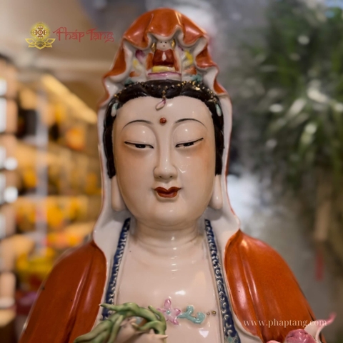 BỒ TÁT QUAN THẾ ÂM GỐM SỨ XƯA TRUNG QUỐC 70CM