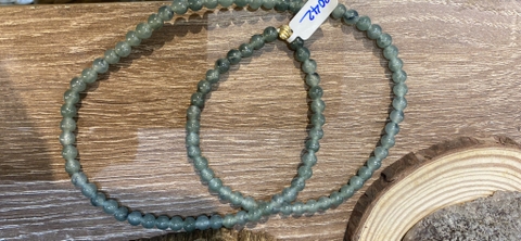 Vòng Cổ Ngọc Phỉ Thuý Myanmar Xanh Thuỷ Nếp Băng 6.1mm