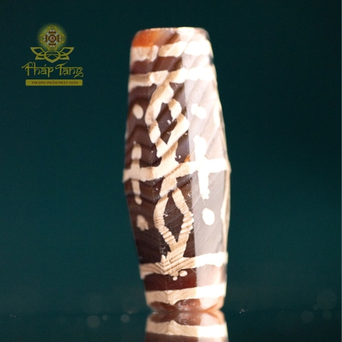 Đá Carnelian Cổ (6.8g) Dáng Bát Giác Họa Tiết Kim Cương (Vajra)