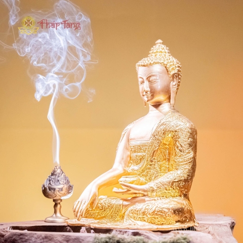 ĐỨC BỔN SƯ ÁO CHẠM TRỔ ẤN ĐỘ DÁT VÀNG 9999 ĐB CAO 40CM