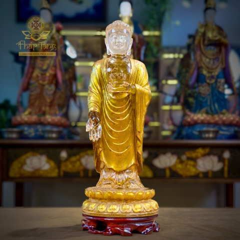 Thánh Tượng Đức Phật A Di Đà Lưu Ly Vàng Đài Loan 28cm