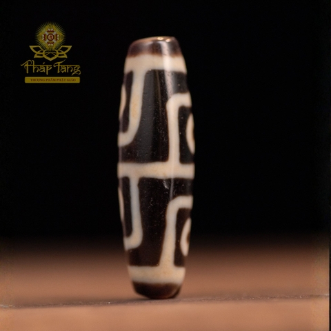 Dzi 4 Mắt Thân Dầu Đen Bóng (Nepal) 4.1cm