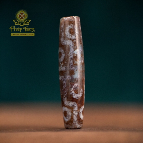 Dzi Tượng Hùng (Dzi Voi) 12 Mắt (Thân Dầu Nâu Bóng) - Bảo Hộ 12 Tướng Dược Sư