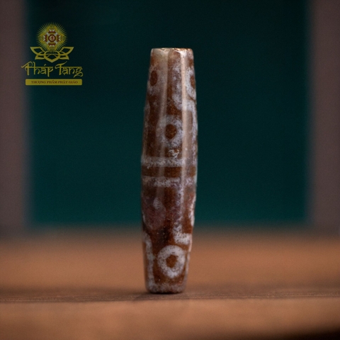 Dzi Tượng Hùng (Dzi Voi) 12 Mắt (Thân Dầu Nâu Bóng) - Bảo Hộ 12 Tướng Dược Sư