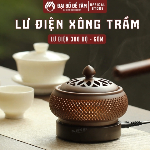 [COMBO] Lư Xông Trầm Điện Tử Gốm Tinh Nguyệt + Hũ Bột Trầm Khánh Hòa Pháp Tạng 20g