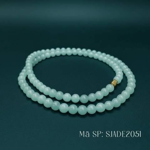 Vòng Cổ Phỉ Thuý Myanmar Thiên Lam Mix Charm Vàng 6mm