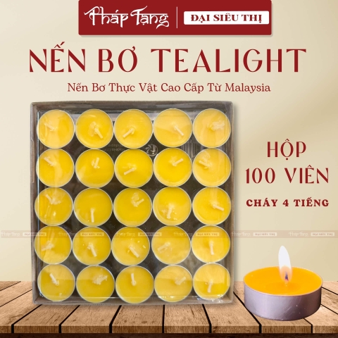 Nến Bơ Thực Vật Malaysia 4H (Hộp 100 Viên) - Nến Cúng Dường