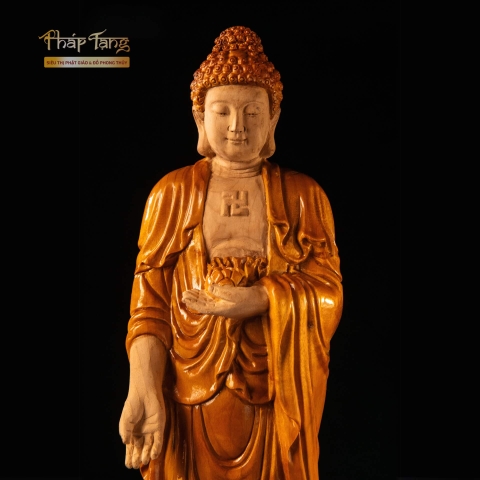 Tượng Phật A Di Đà – Gỗ Nam Mộc Cao 48cm | Pháp Tạng