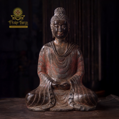 Thánh Tượng Bổn Sư Thích Ca Đá Xanh Nguyên Khối Cổ 56cm