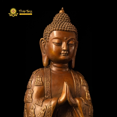 Tượng Phật Bổn Sư Thích Ca Bằng Đồng | Y Áo Vạn Phật | Cao 39cm