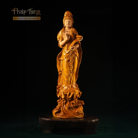 Tôn Tượng Quan Âm Như Ý Gỗ Nam Mộc Cao 48cm | Pháp Tạng