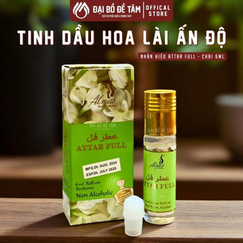 Tinh Dầu Hoa Lài Attar Full Ấn Độ 6ml Không Cồn – Dưỡng Da, Thư Giãn, Dễ Ngủ