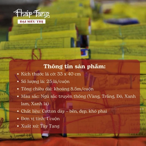 Cờ Lungta Nepal (Cờ Phong Mã) - Lá 30cm Dài 8.5m