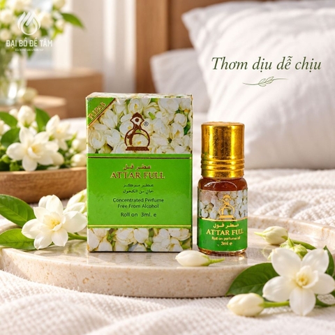Combo Nước Hoa Tinh Dầu Lăn Ấn Độ Rifas Hoa Lài Attar Full + Đàn Hương Sandal 3ml