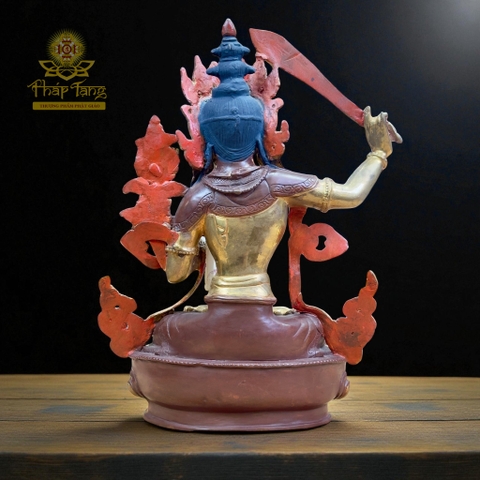 Thánh Tượng Đại Trí Văn Thù Sư Lợi Bồ Tát Đồng Mạ Vàng Nepal 32cm