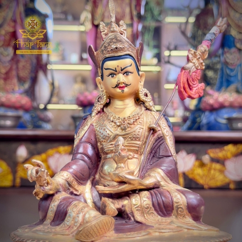Thánh Tượng Đức Liên Hoa Sanh Guru Padmasambhava Đồng Mạ Vàng Nepal 23cm