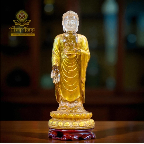 Thánh Tượng Đức Phật A Di Đà Lưu Ly Vàng Đài Loan 28cm