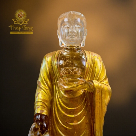 Thánh Tượng Đức Phật A Di Đà Lưu Ly Vàng Đài Loan 28cm