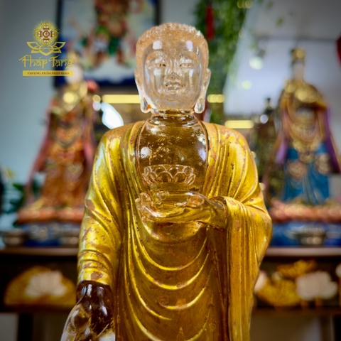 Thánh Tượng Đức Phật A Di Đà Lưu Ly Vàng Đài Loan 28cm
