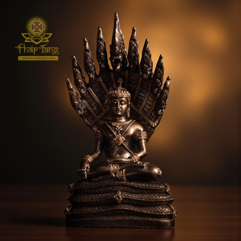 Thánh Tượng Phật Thích Ca Được Naga Che Chở (Phra Nak Prok) Bằng Đồng Thái Lan