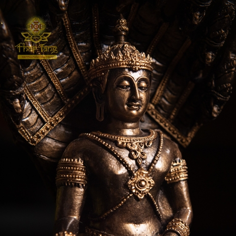 Thánh Tượng Phật Thích Ca Được Naga Che Chở (Phra Nak Prok) Bằng Đồng Thái Lan