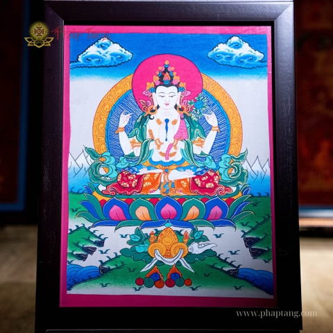 THANGKA QUAN ÂM TỨ THỦ BỒ TÁT KT 22X29CM