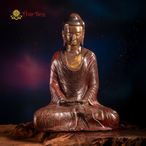 TƯỢNG ĐỨC BỔN SƯ THÍCH CA ĐÁ CỔ SƯU TẦM CAO 55CM