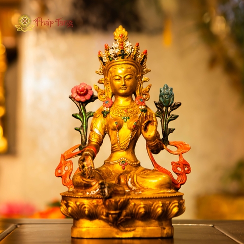 BỒ TÁT TARA XANH ĐỒNG PHÁP LAM CAO 23CM