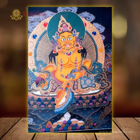 THANGKA BỒ TÁT HOÀNG THẦN TÀI NEPAL VẼ TAY KT 65X50CM