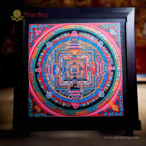 THANGKA MANDALA KALACHAKRA VẼ TAY THỦ CÔNG NEPAL KT 63X63cm