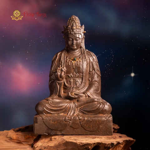 TƯỢNG BỒ TÁT ĐỊA TẠNG ĐÁ CỔ ẤN ĐỘ CAO 60CM