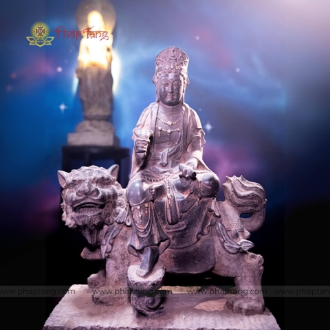 TƯỢNG BỒ TÁT VĂN THÙ ĐÁ CỔ ẤN ĐỘ CAO 67CM