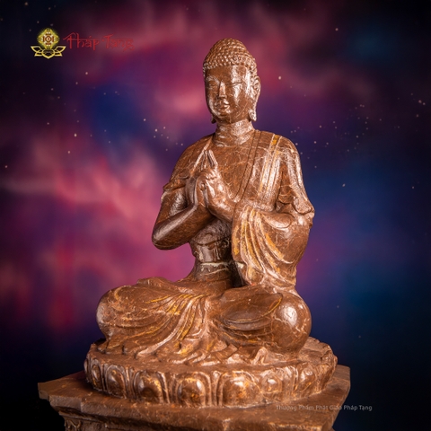 TƯỢNG ĐỨC PHẬT TỲ LÔ GIÁ NA ĐÁ XANH CỔ CAO 60CM