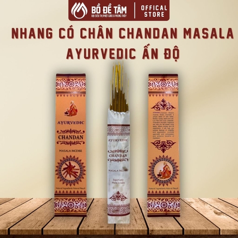 Nhang Có Chân Chandan Masala Ayurvedic Ấn Độ ,Hương Thơm Tự Nhiên, Hộp 15 Que